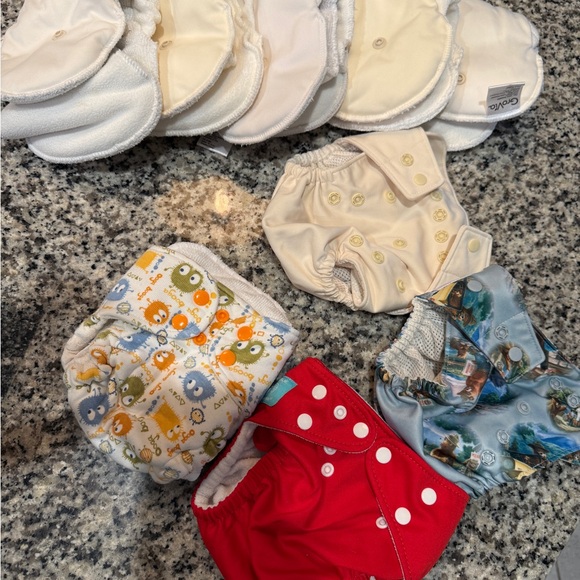 Charlie Banana and Grovia Diaper Covers Set - Red, Cream, and Fun Prints - Picture 1 of 6